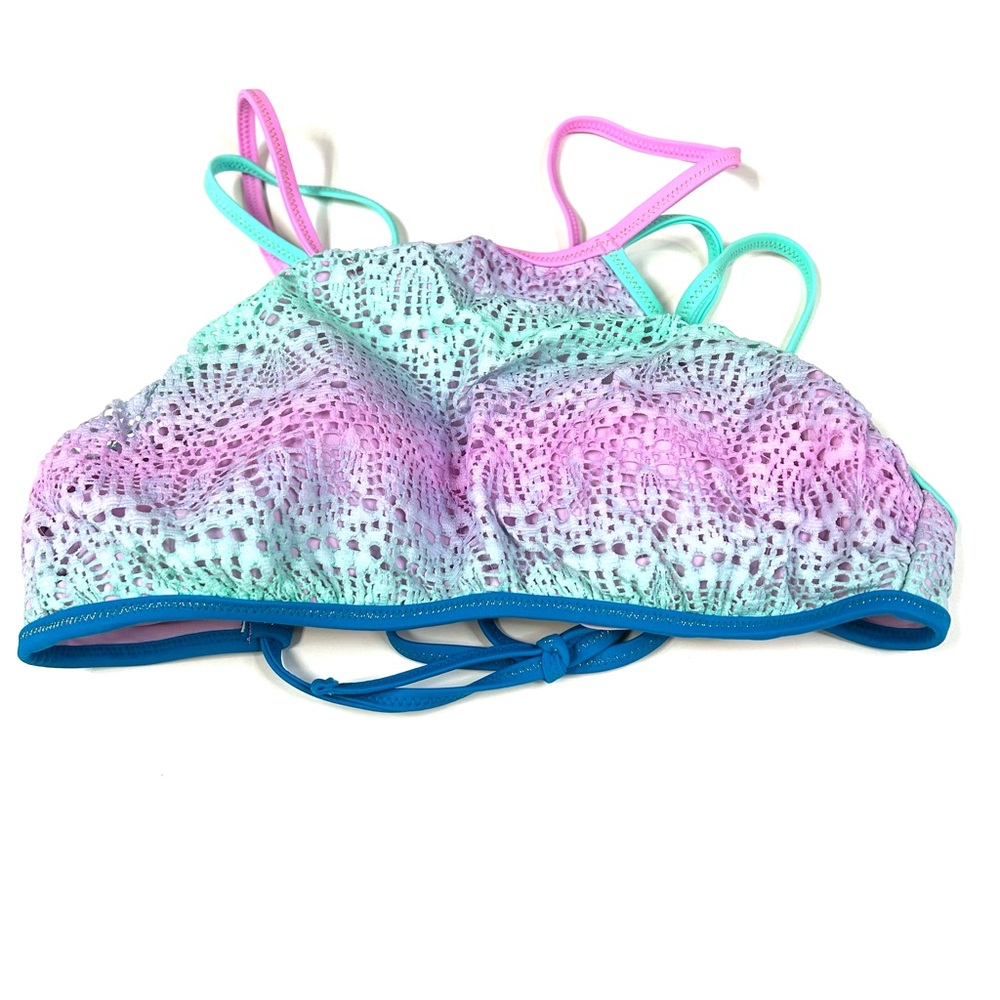 Y2K Victorias Secret Size XS Bikini Top Ombre Lace Purple Blue No Wire 7H5 #3589